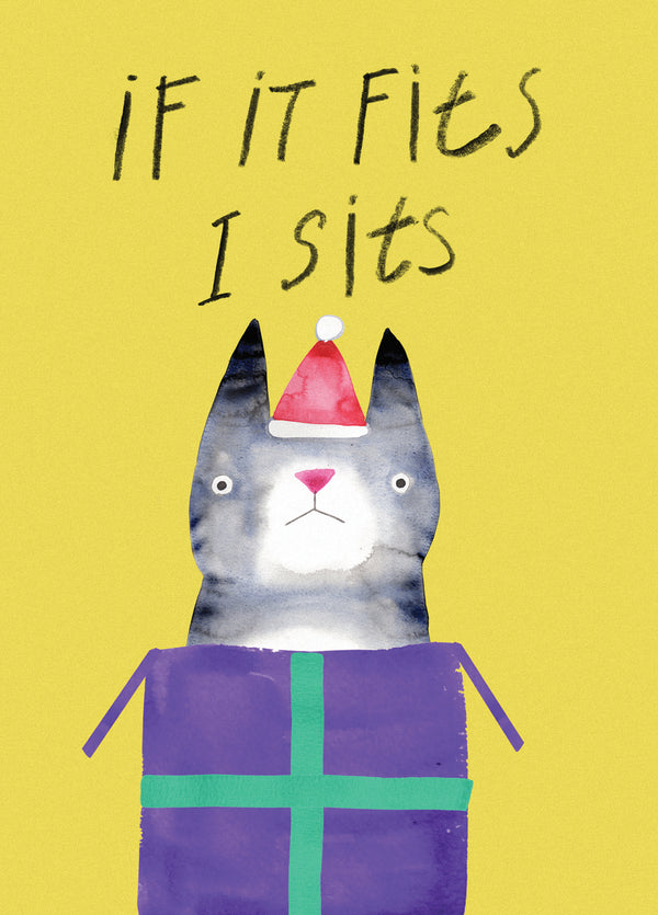 If It Fits Cat Christmas Card