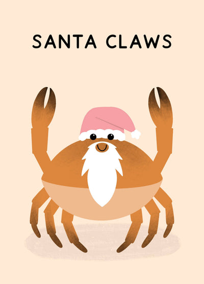 Santa Claws Christmas Crab Card