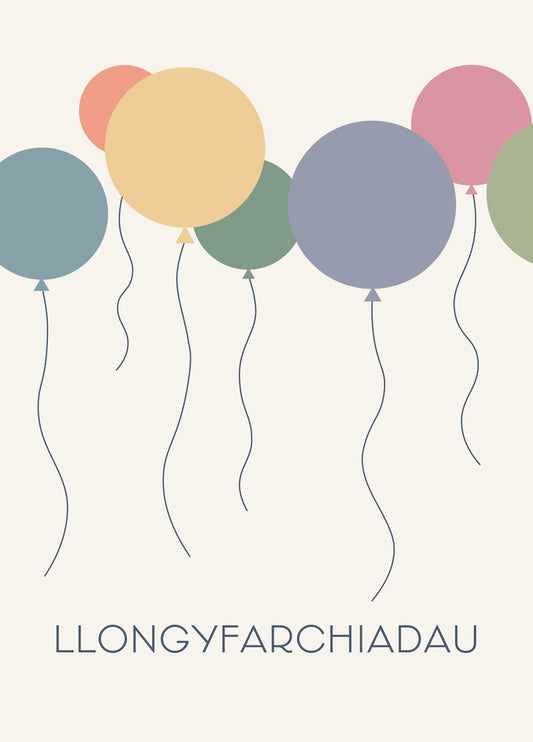 Llongyfarchiadau Balloons Card