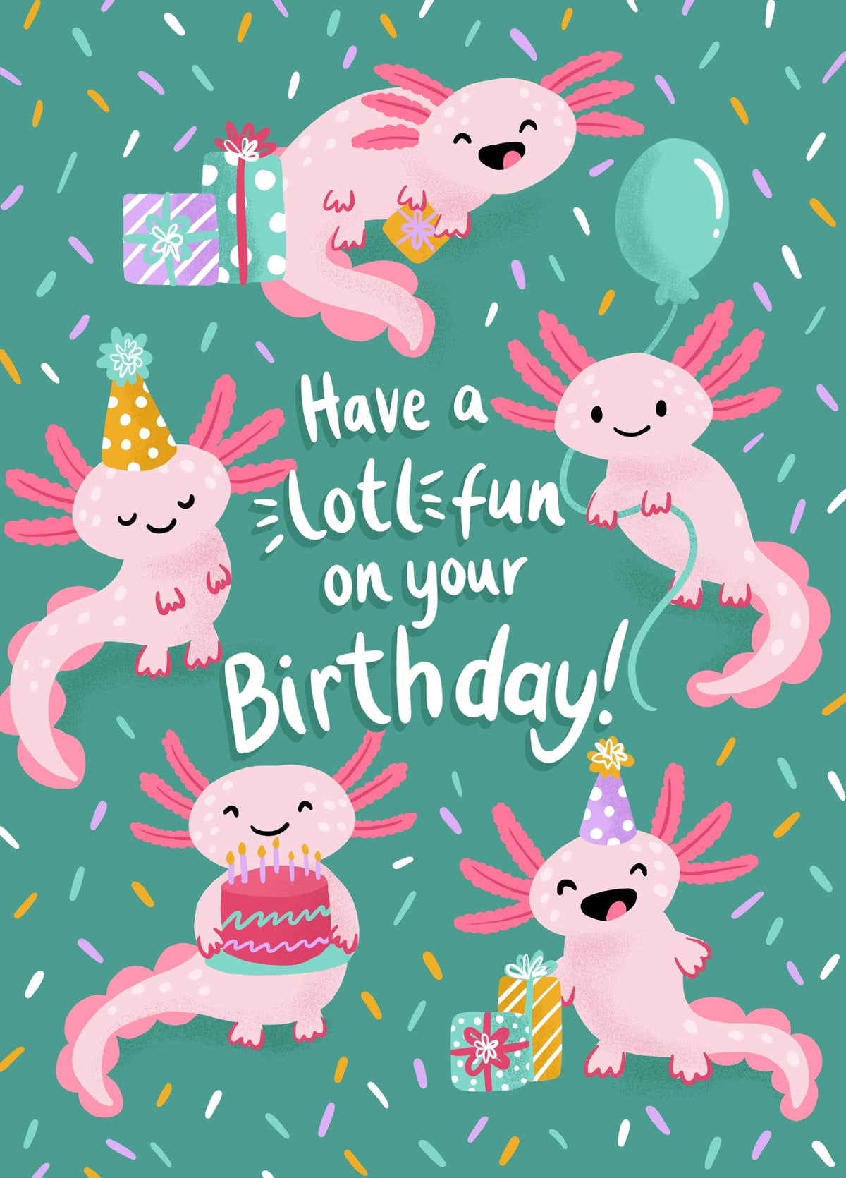 Axolotl Birthday Card