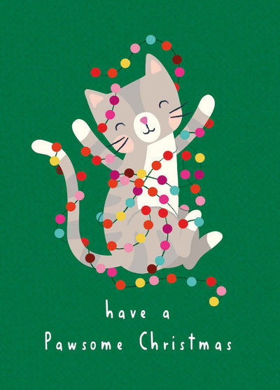 Naughty Cat With Christmas Lights