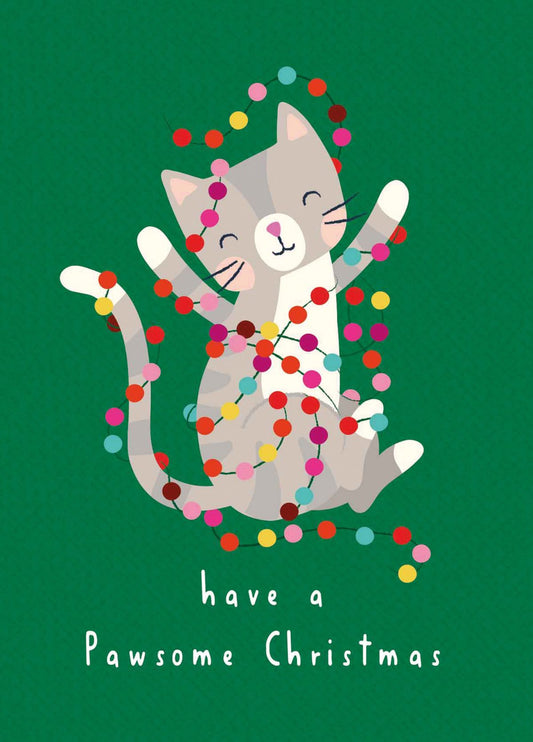 Naughty Cat With Christmas Lights
