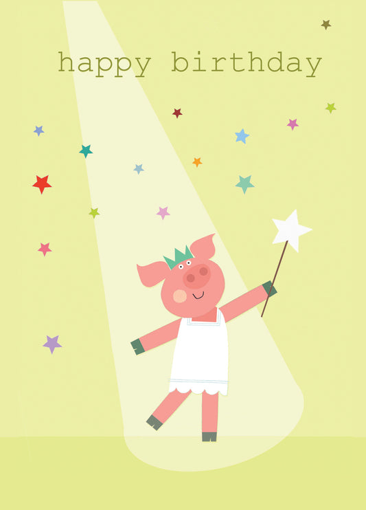 Pink Party Piglet Birthday Card