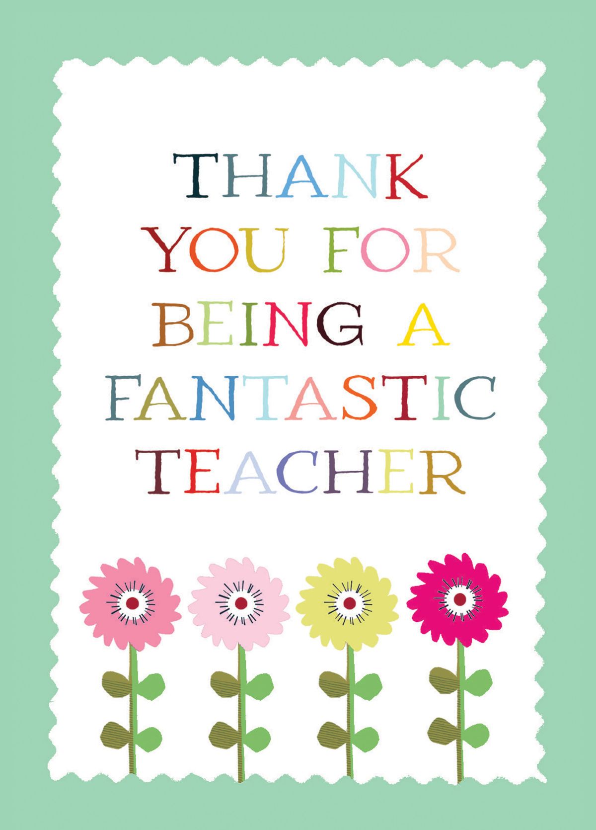 Thank You Teacher Flowers Card