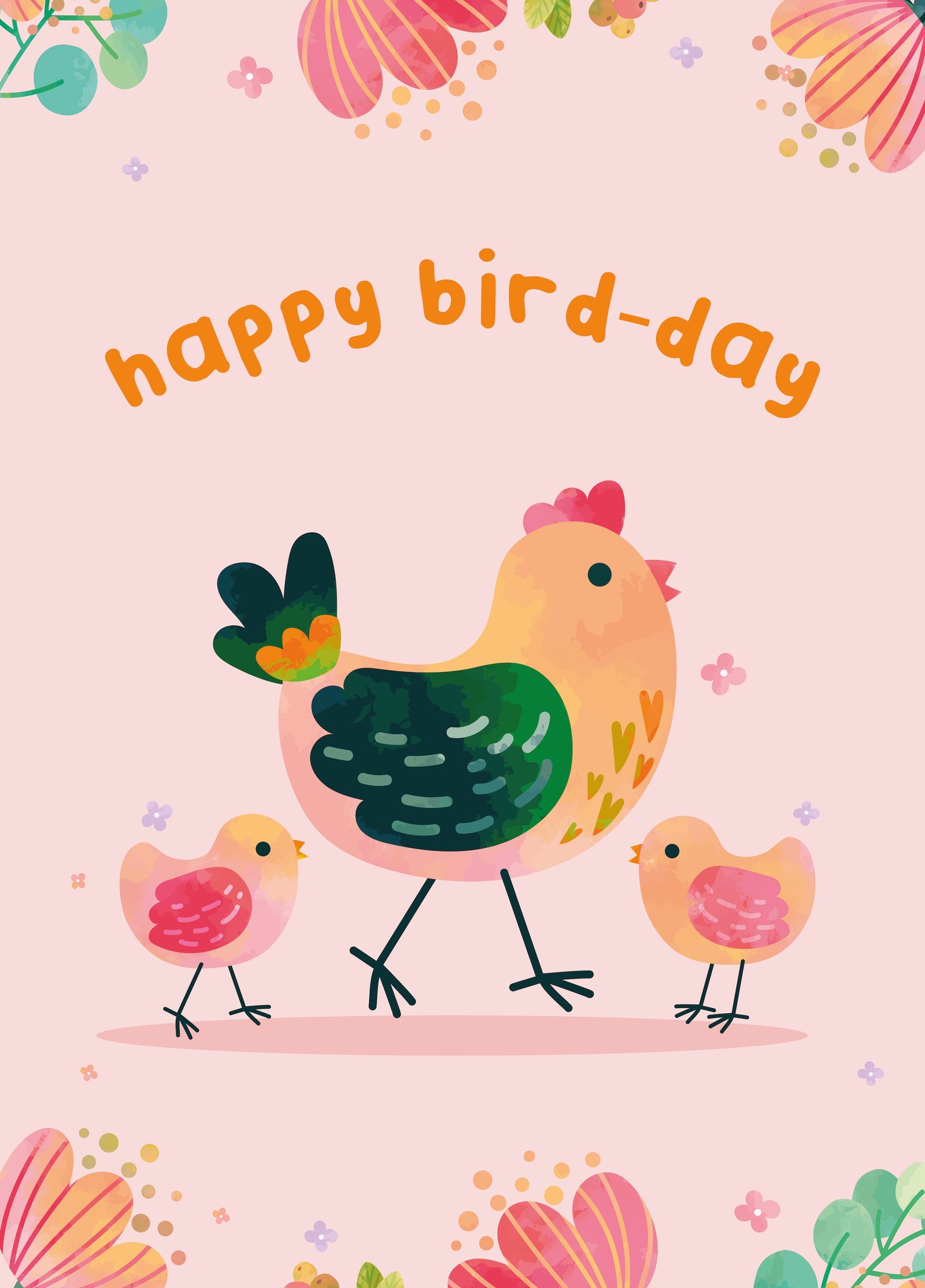 Happy Bird-day! Pretty Bird Birthday Card