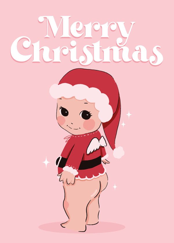 Merry Christmas - Cute Kewpie Card For Her