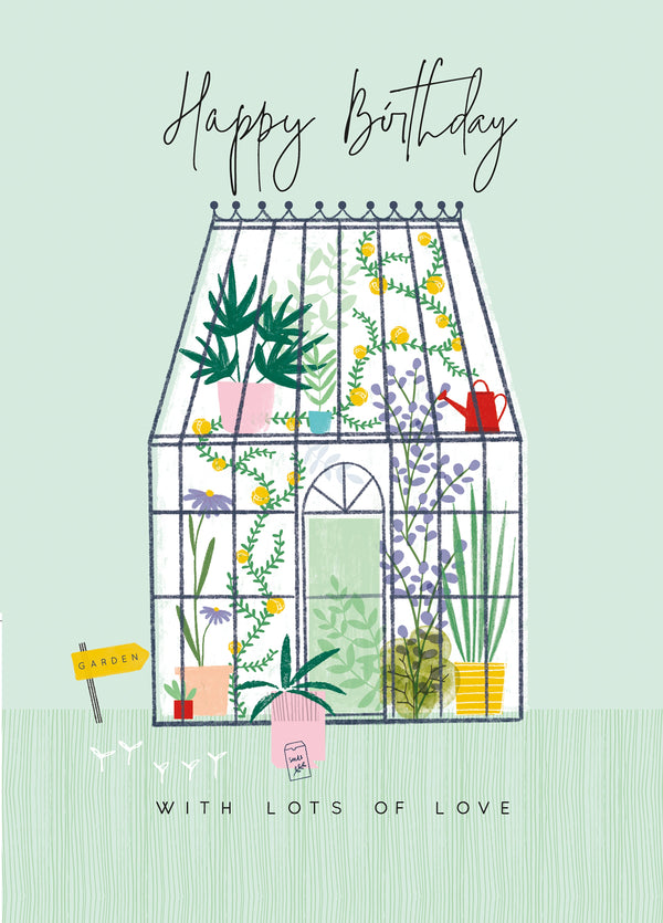 Happy Birthday Greenhouse Gardening Card