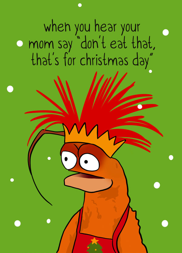 Funny Christmas Card - Pepé The Prawn - Christmas Snacks