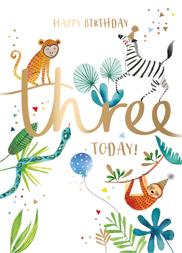 Happy Birthday Three Today Card