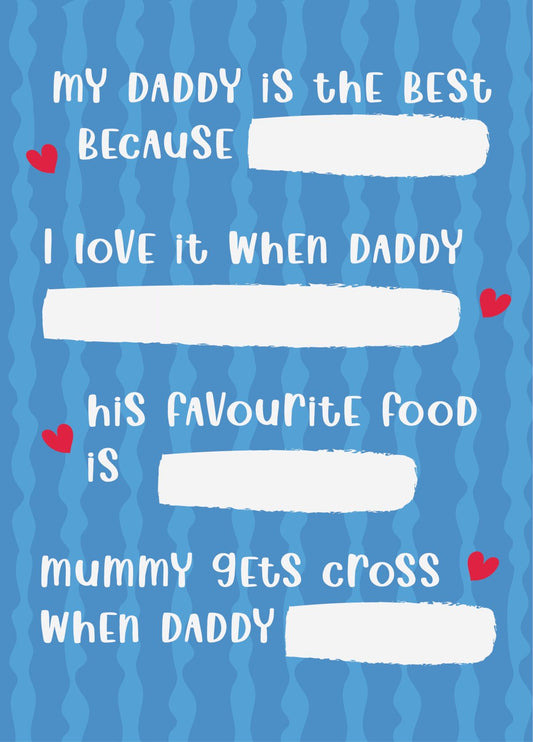 I Love Daddy - Personalised Father's Day Card