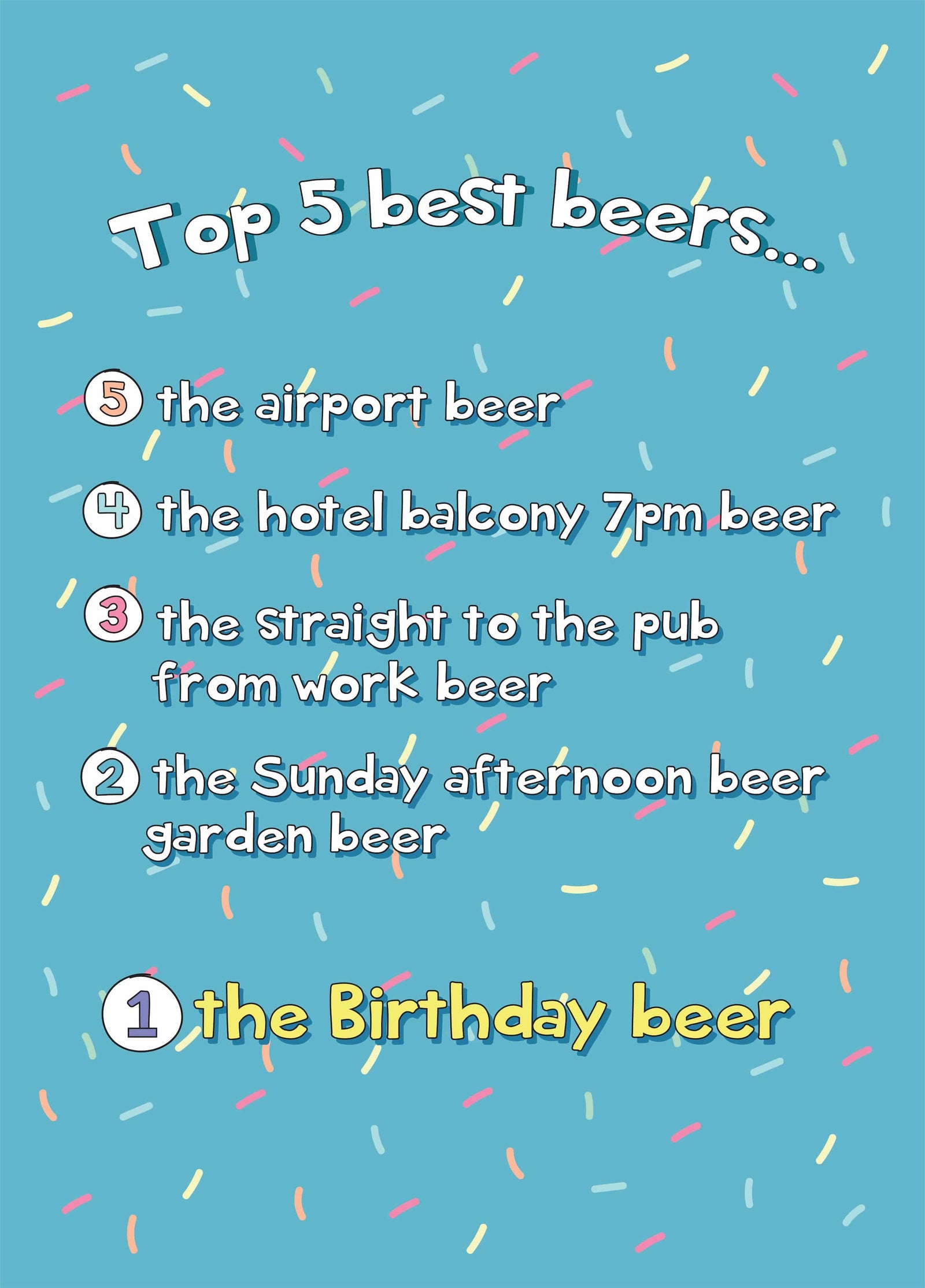 Top 5 Beers - Happy Birthday Card