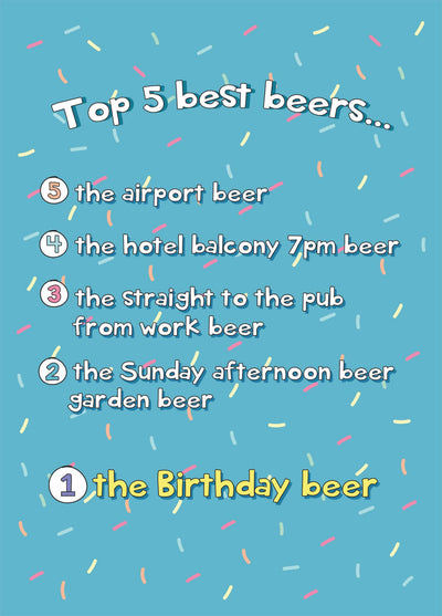 Top 5 Beers - Happy Birthday Card