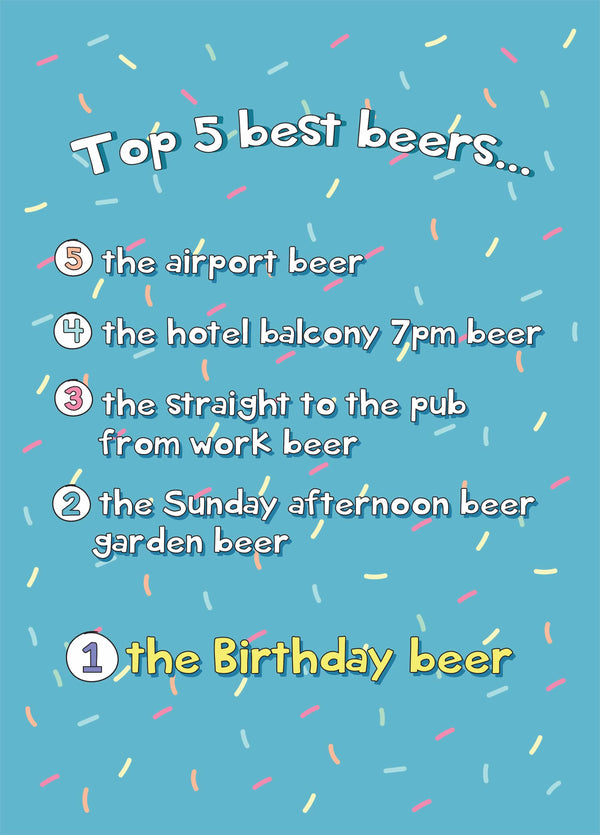 Top 5 Beers - Happy Birthday Card