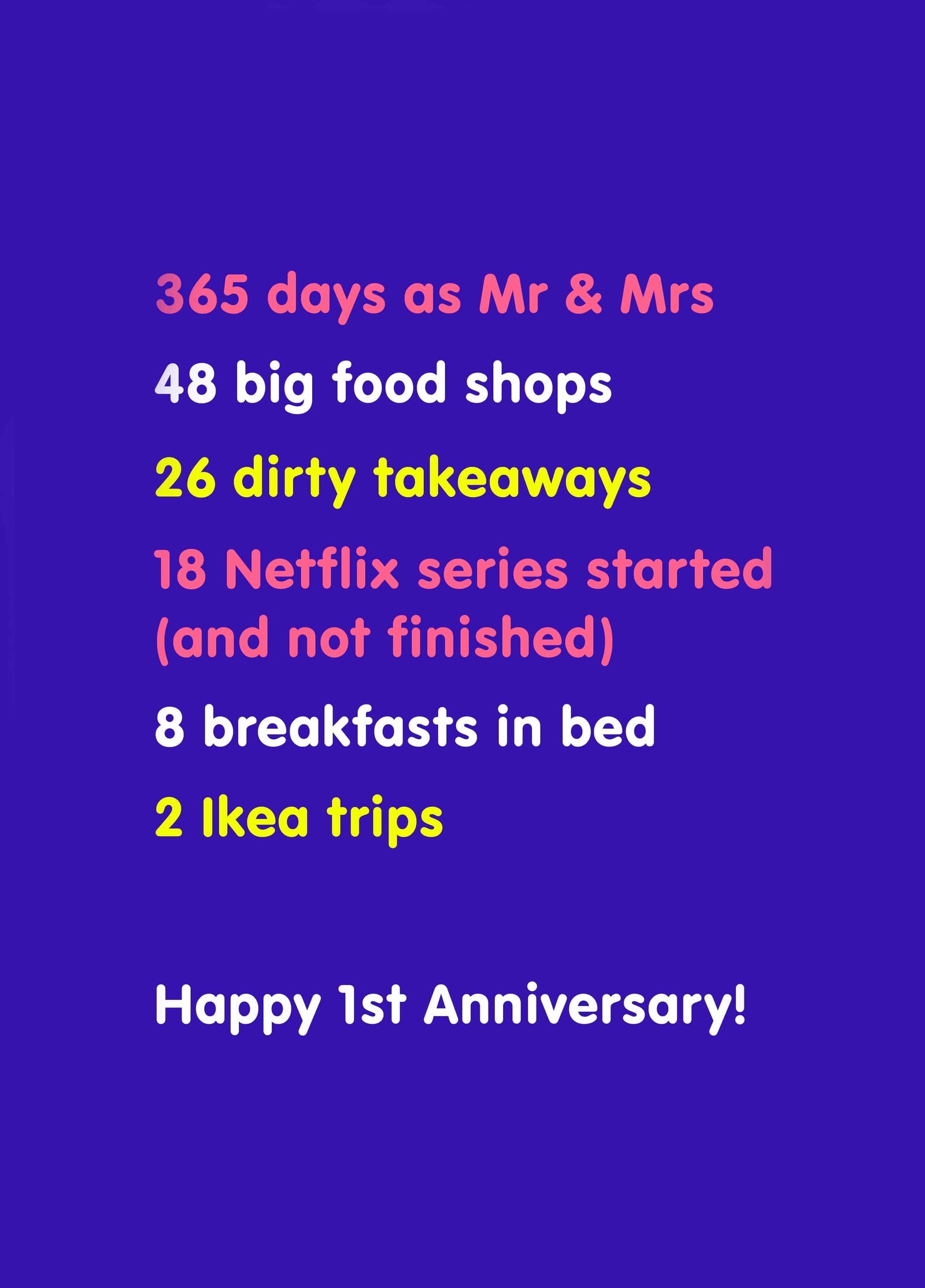 1 Year Together First Wedding Anniversary Card