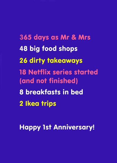 1 Year Together First Wedding Anniversary Card