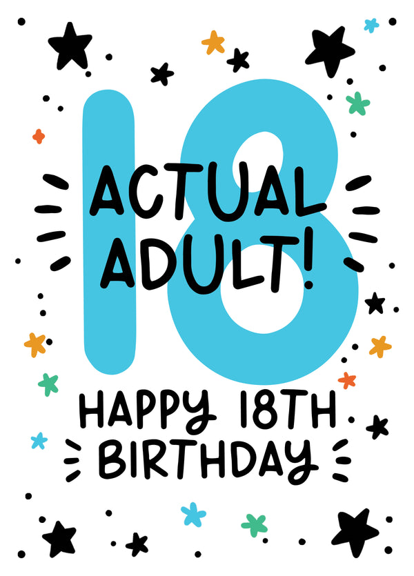 Funn And Bold 18th Birthday Card - Actual Adult