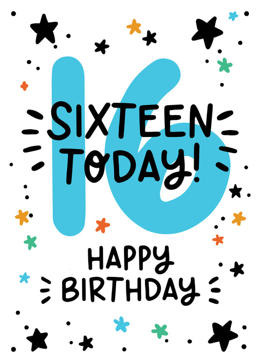 Bold And Bright 16th Birthday Card