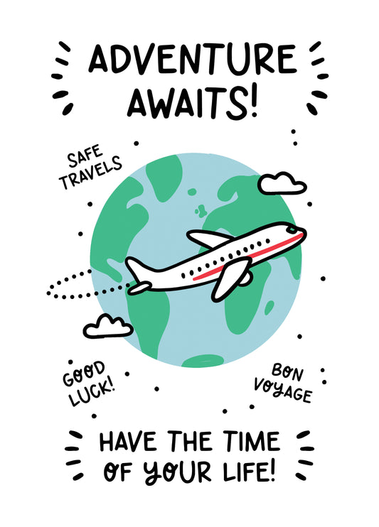 Adventure Awaits! Bon Voyage And Good Luck Card
