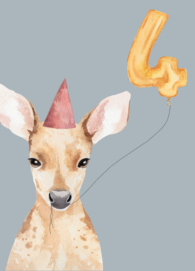 Deer 4th Birthday Card