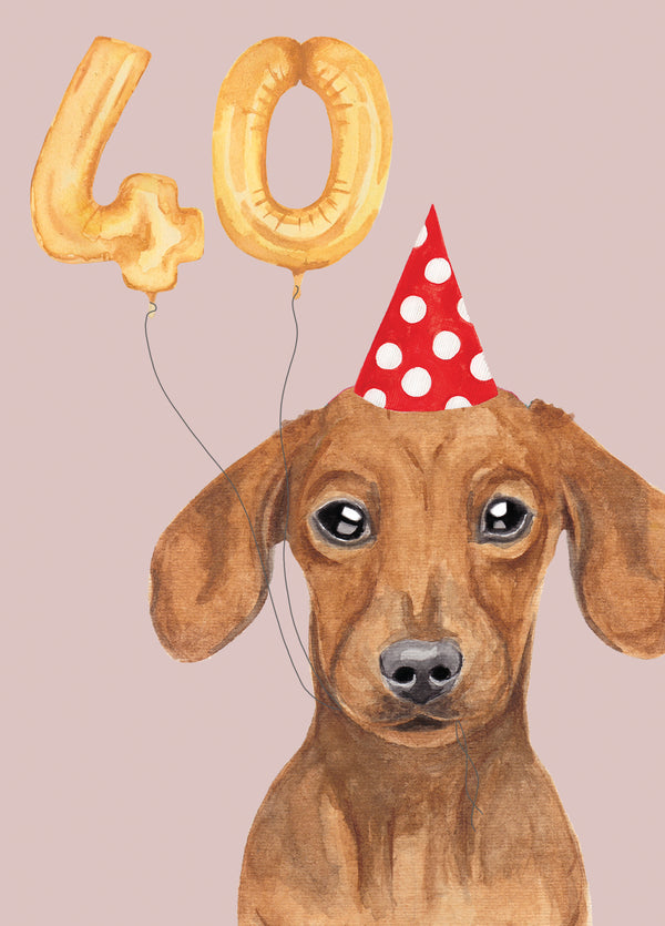Dachshund 40th Birthday Card