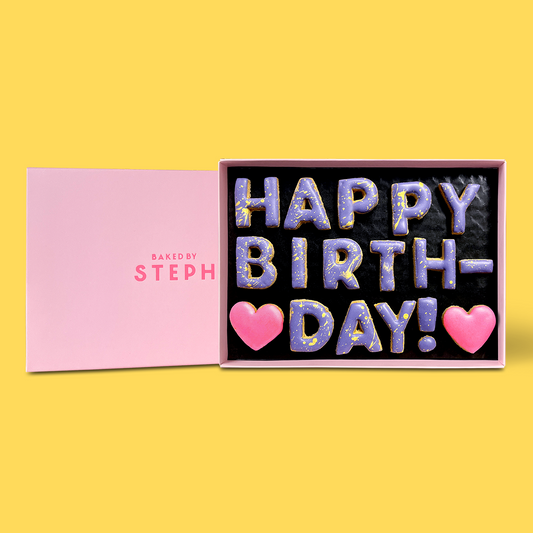 Happy Birthday! Letterbox Message Cookies Purple