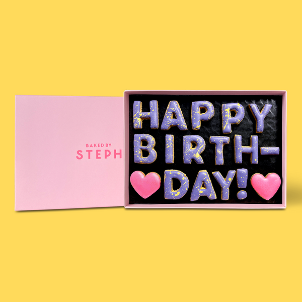 Happy Birthday! Letterbox Message Cookies Purple