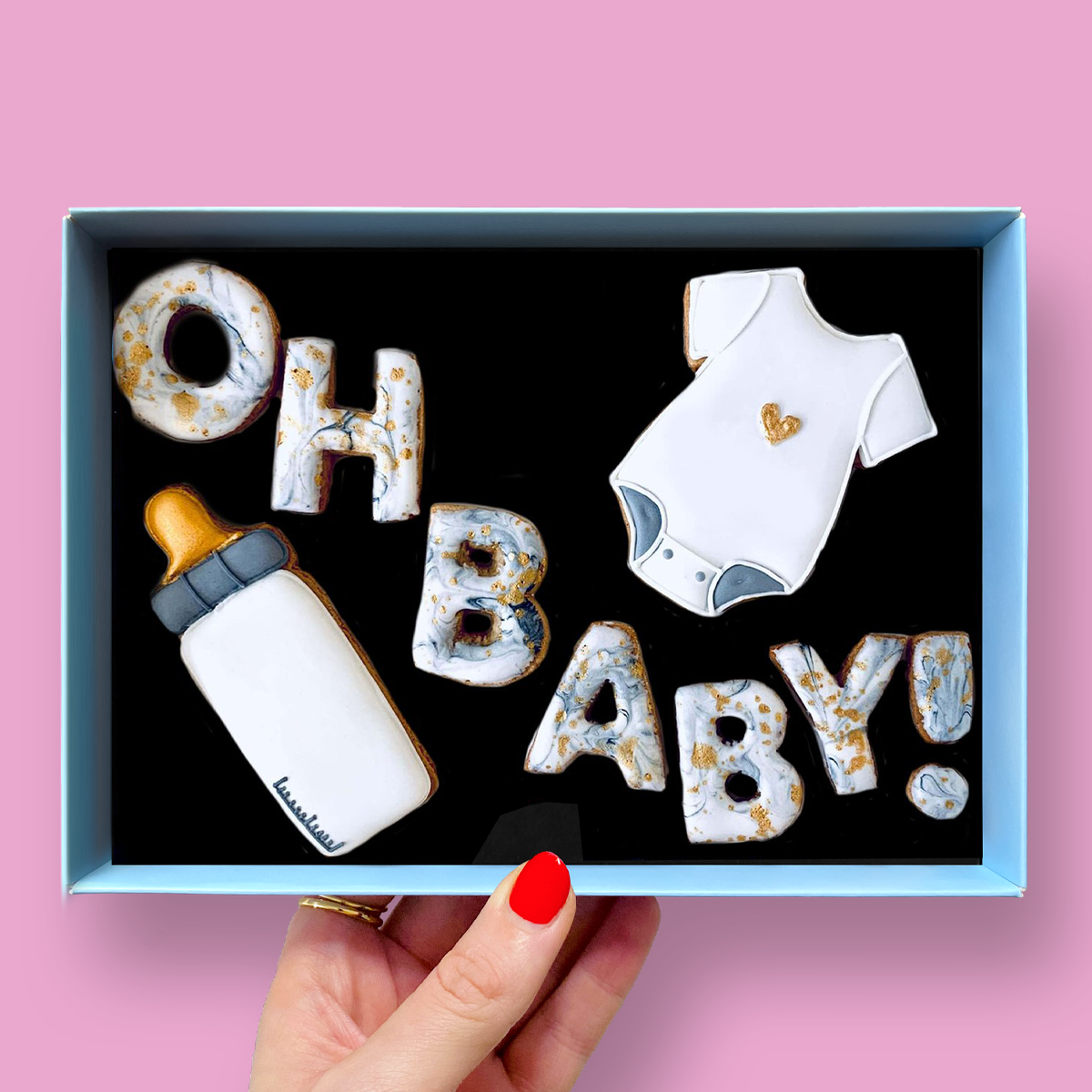 Oh Baby! Letterbox Iced Cookies in Grey