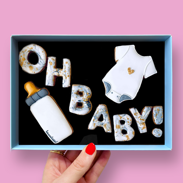Oh Baby! Letterbox Iced Cookies in Grey