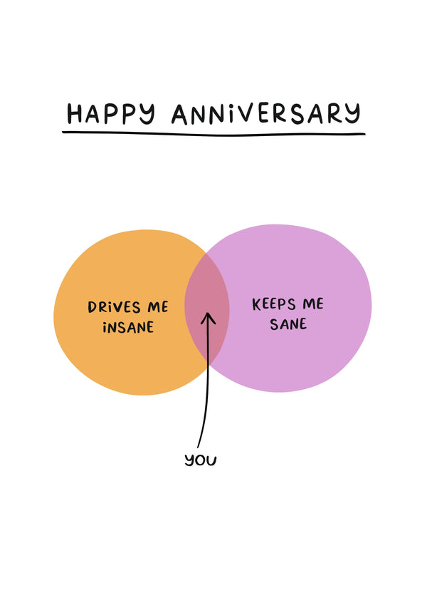 Drives Me Insane & Keeps Me Sane - Anniversary Card