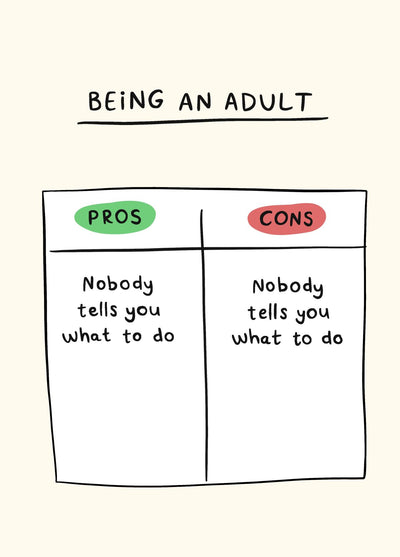 Being An Adult Funny Birthday Card