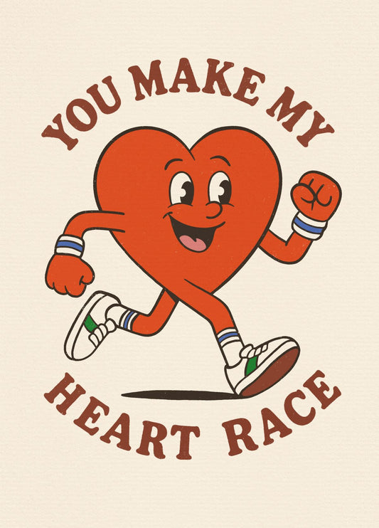 You Make My Heart Race - Retro Anniversary / Valentines Card