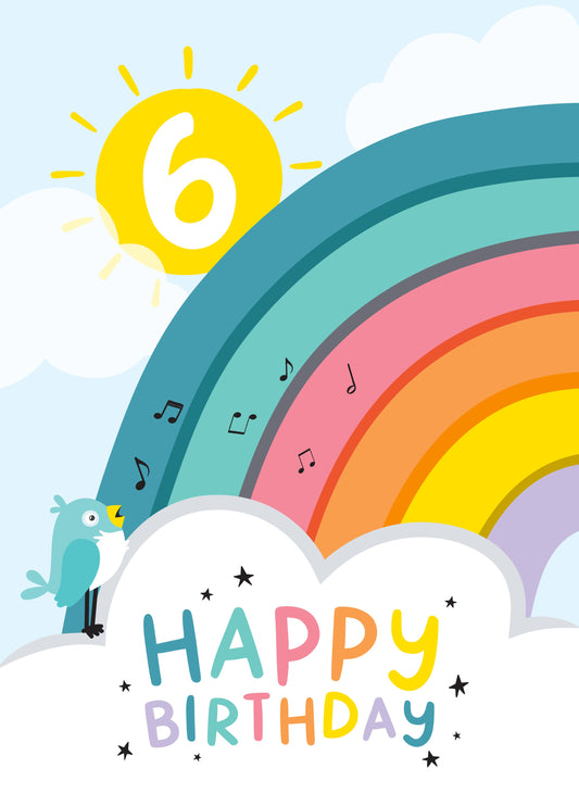 Rainbow 6th Birthday Card