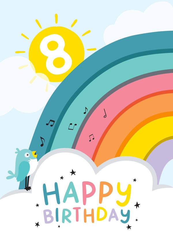 Rainbow 8th Birthday Card
