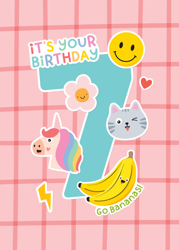 Sticker 7th Birthday Card