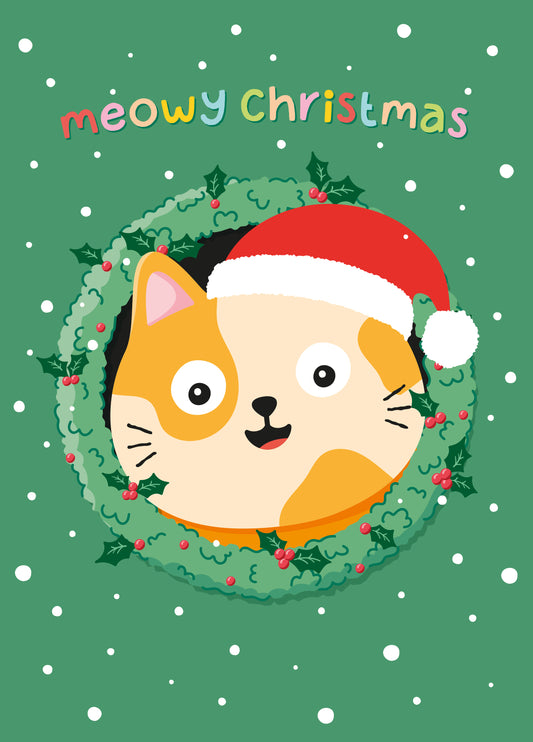 Meowy Christmas Card - Cute Cat