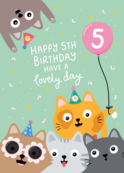 Cute Cats 5th Birthday Card