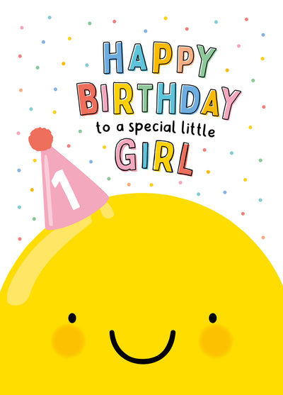 Happy Balloon 1st Birthday Card - Birthday Girl