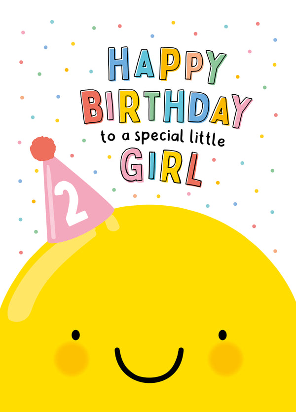 Happy Balloon 2nd Birthday Card - Birthday Girl