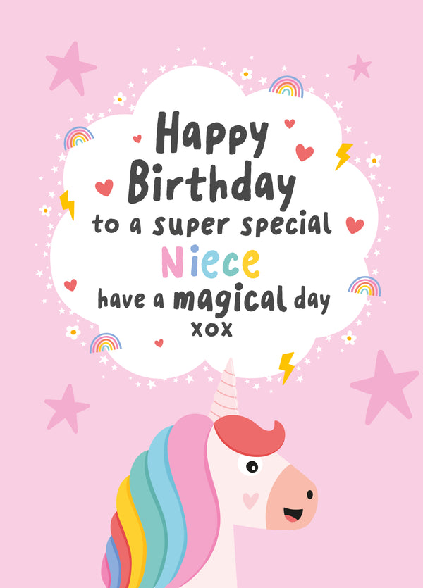 Fun Unicorn Birthday Card For Niece