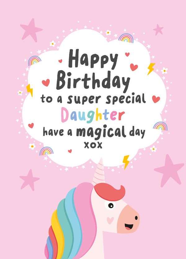 Fun Unicorn Birthday Card For Daughter