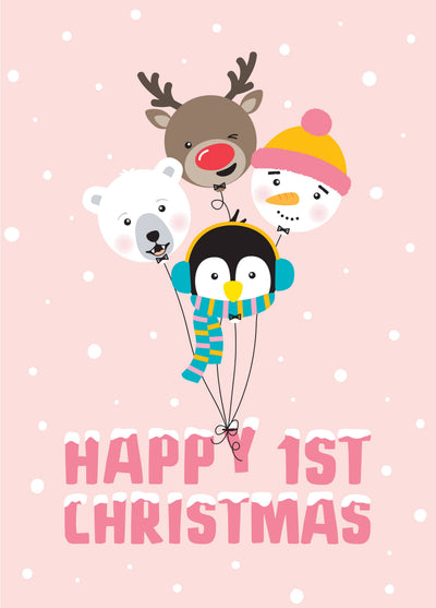 Balloonimals 1st Christmas Card Pink Card