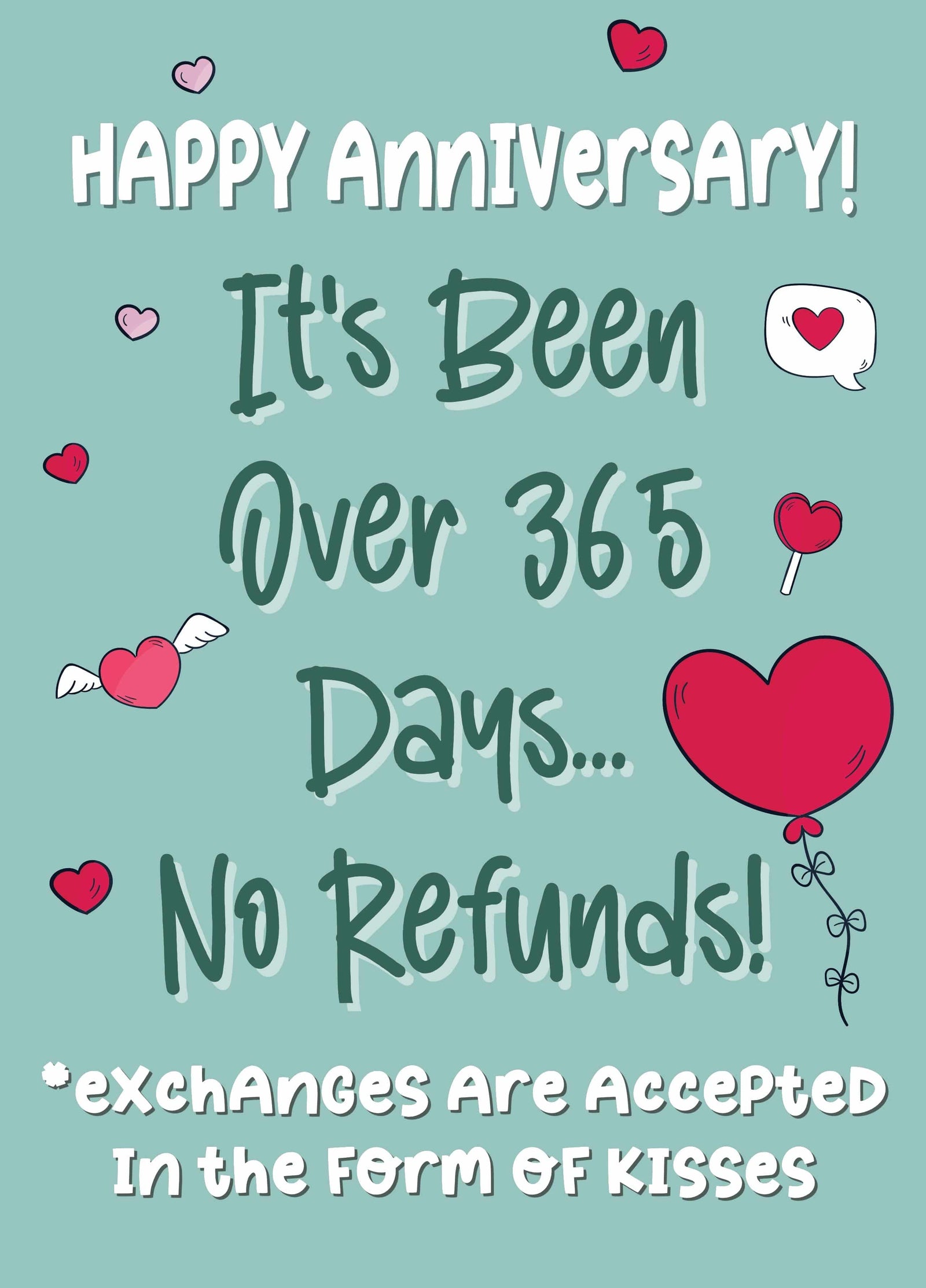 Funny "No Refunds" 1st Anniversary Card