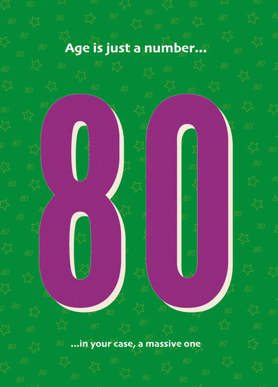 80th Birthday Age Is Just A Number Card
