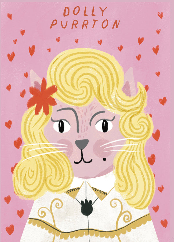 Dolly Pawton Cat Art Card