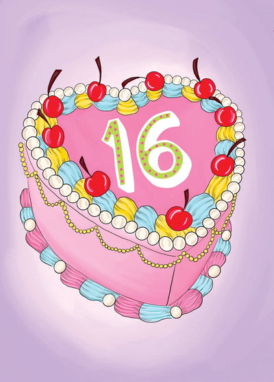 16th Birthday Cake Card