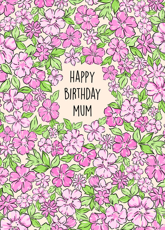 Gorgeous Floral Printed Birthday Card For Your Mum