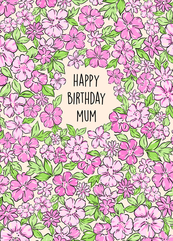 Gorgeous Floral Printed Birthday Card For Your Mum