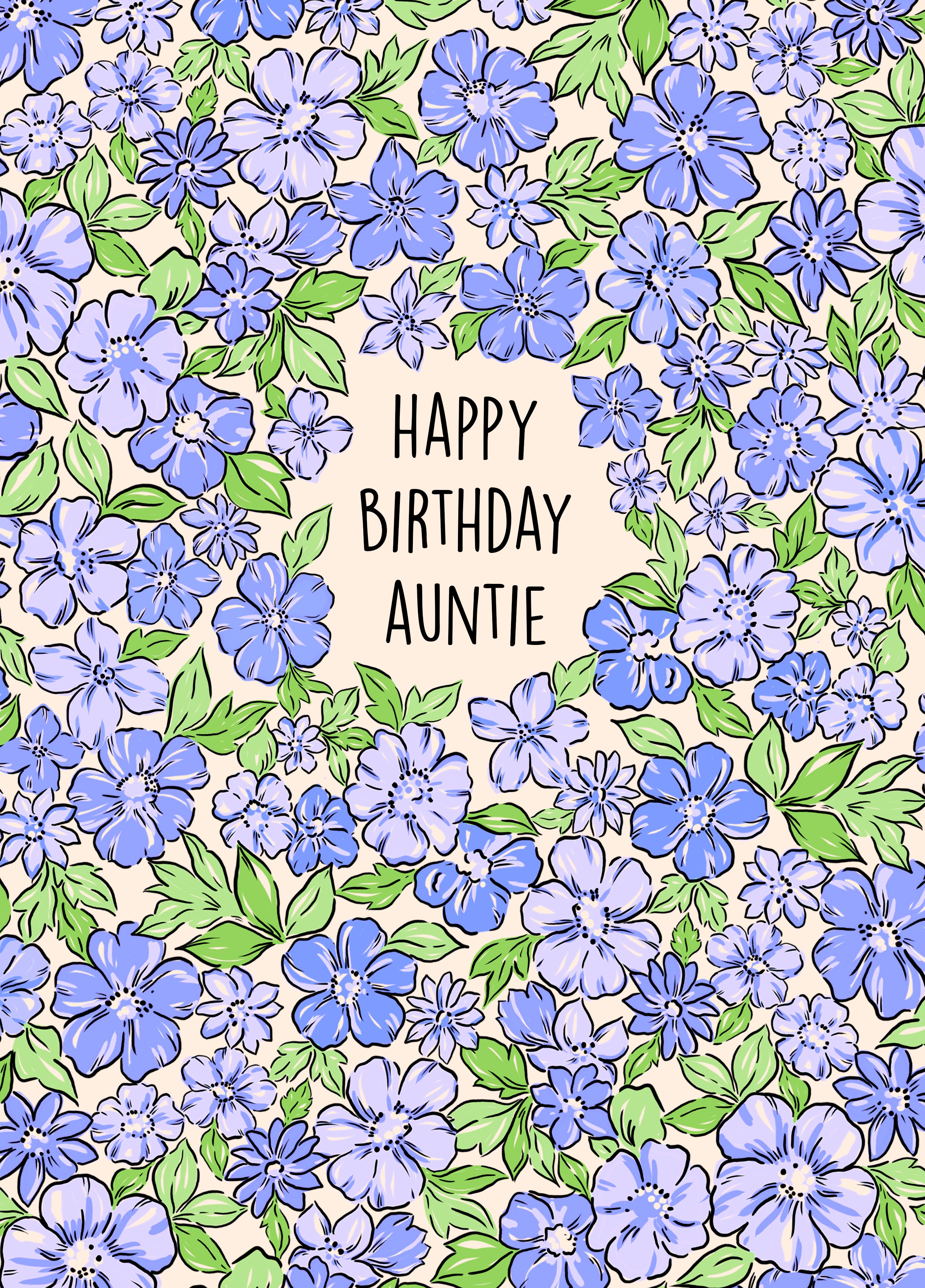 Gorgeous Floral Printed Birthday Card For You Auntie – Scribbler Cards ...