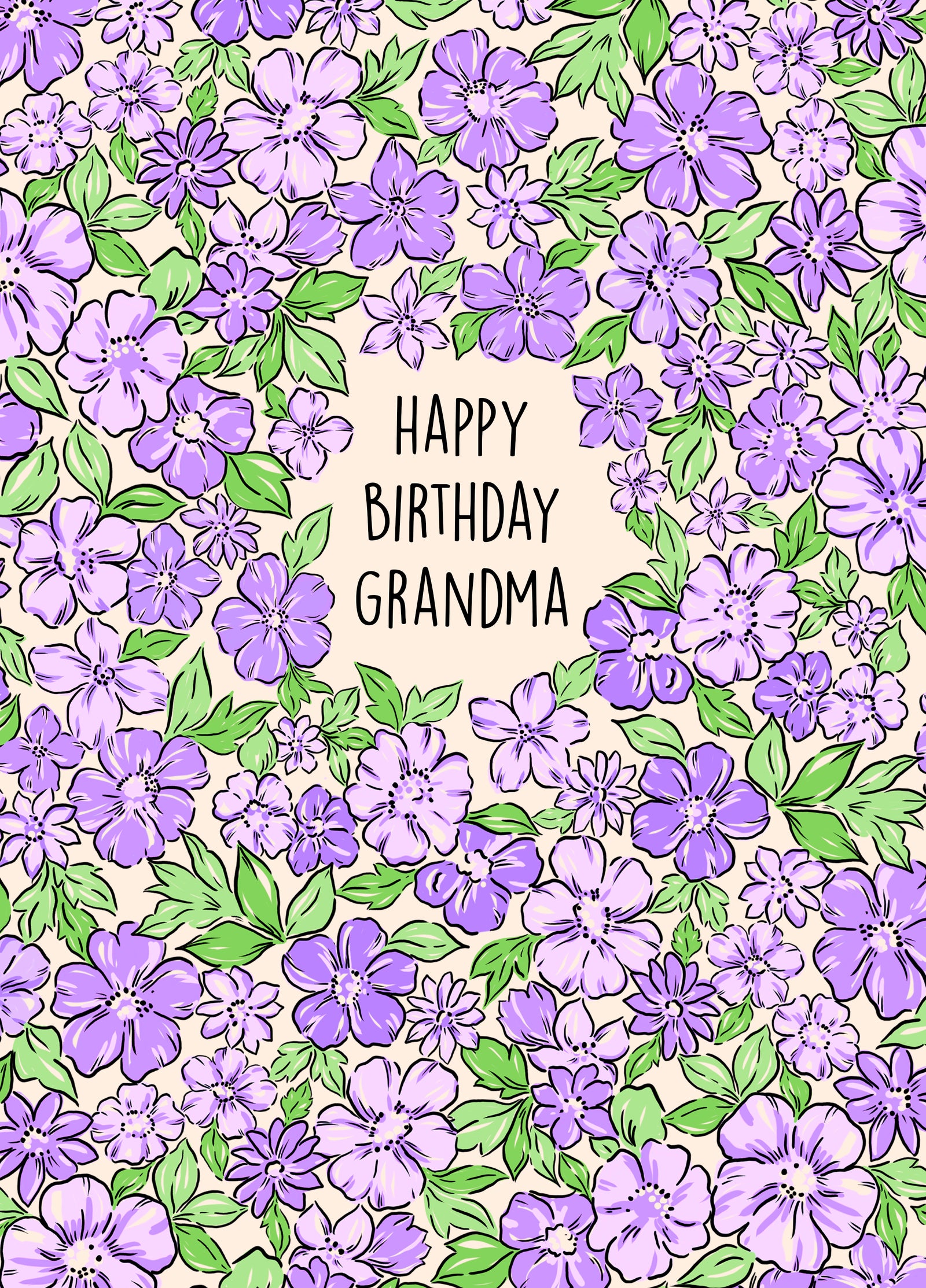 Gorgeous Floral Print Birthday Card For Grandma