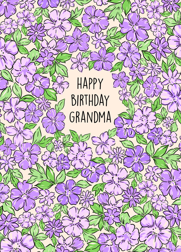 Gorgeous Floral Print Birthday Card For Grandma